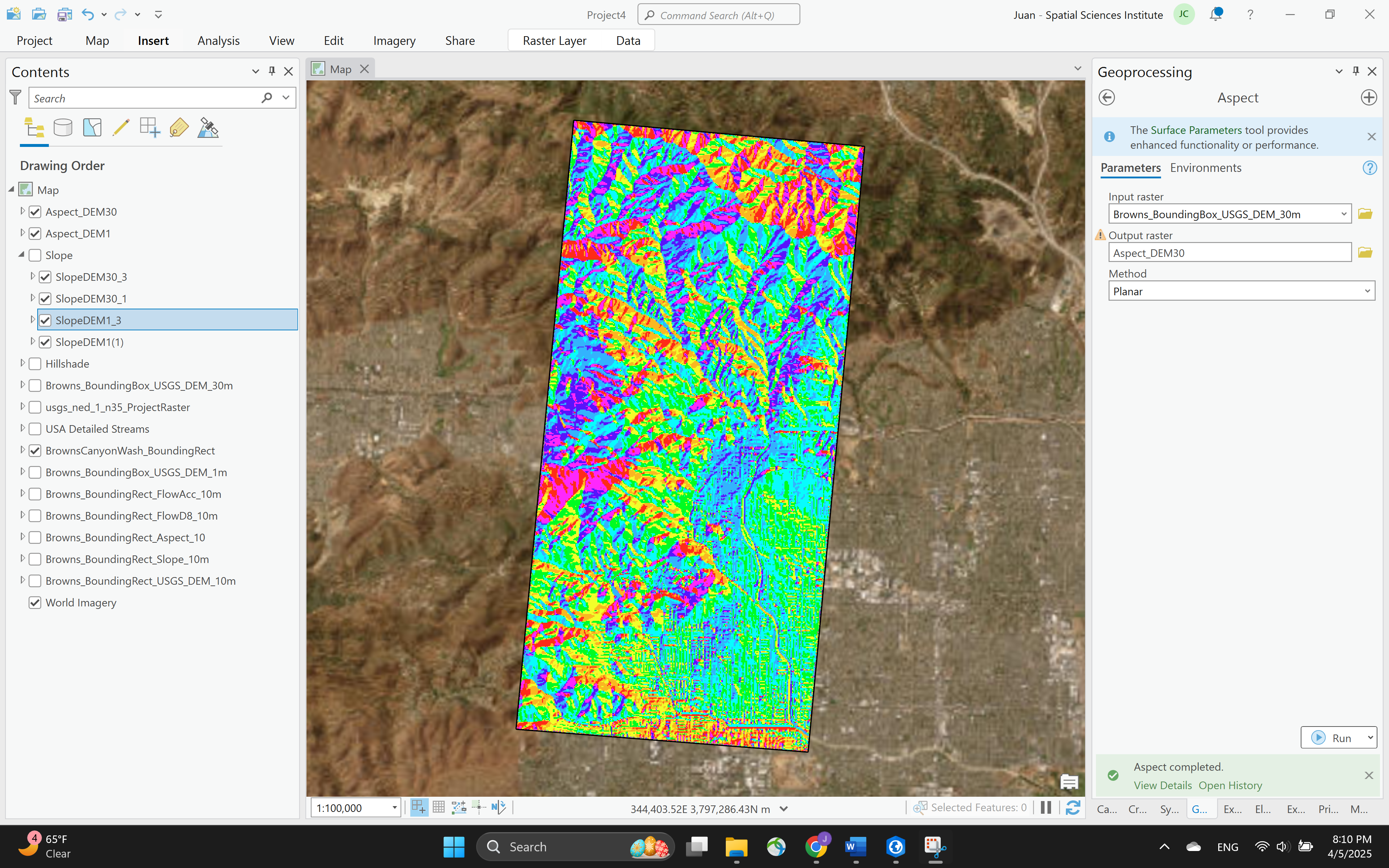 Flow accumulation pixel value calculation